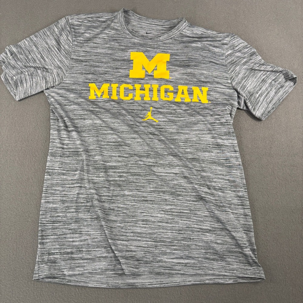 Jordan Michigan Wolverines Dri-FIT Shirt Mens Size M Grey NKPQ-06G-MWN-DT4